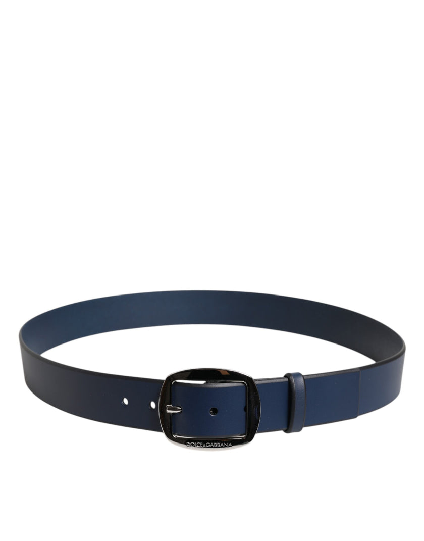 Dolce & Gabbana Blauer Kalbsledergürtel mit klassischer Metallschnalle