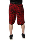 Dolce & Gabbana Rote Bermudashorts mit Leopardenmuster aus Viskose