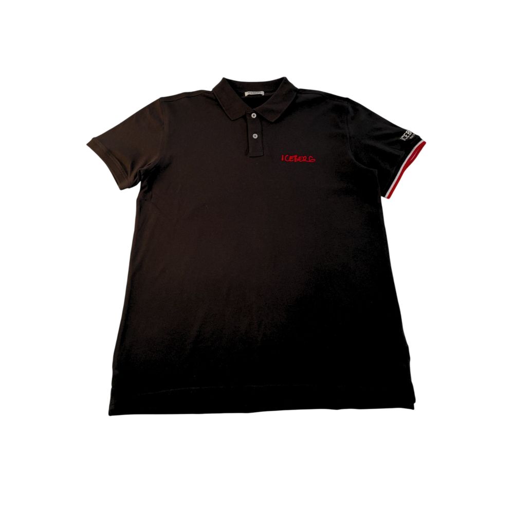 Iceberg Schwarzes Herren-Poloshirt aus Baumwolle