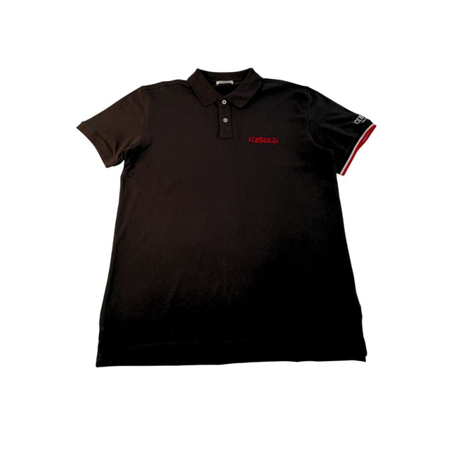 Iceberg Schwarzes Herren-Poloshirt aus Baumwolle
