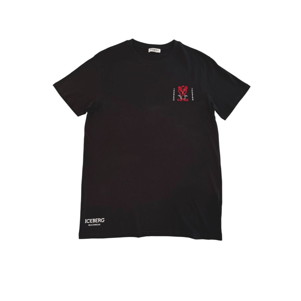 Iceberg Schwarzes Baumwoll-T-Shirt für Herren