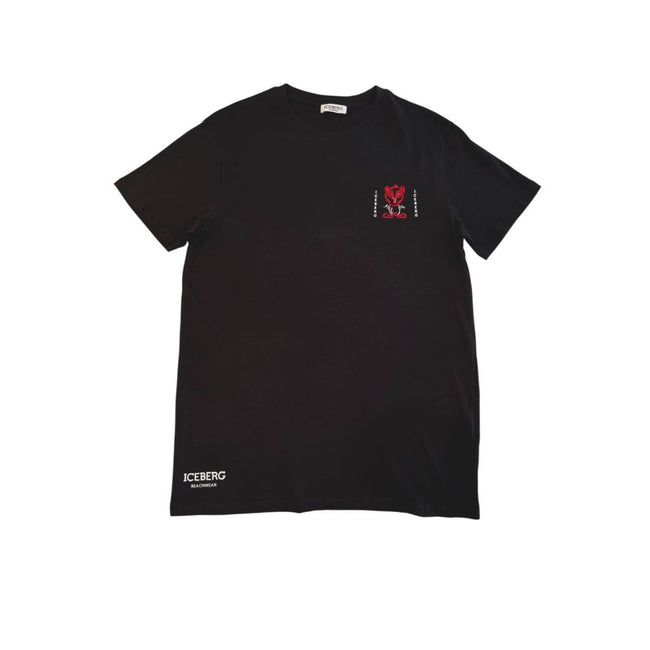 Iceberg Schwarzes Baumwoll-T-Shirt für Herren