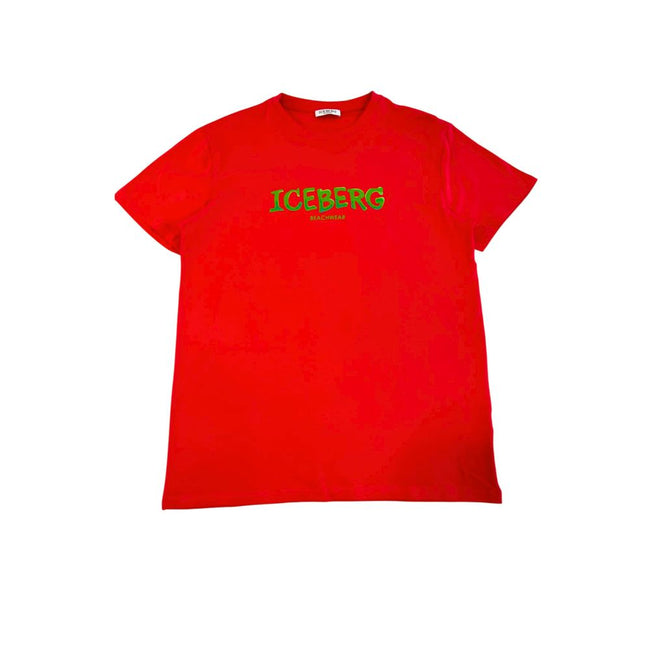 Iceberg Rotes Baumwoll-T-Shirt für Herren