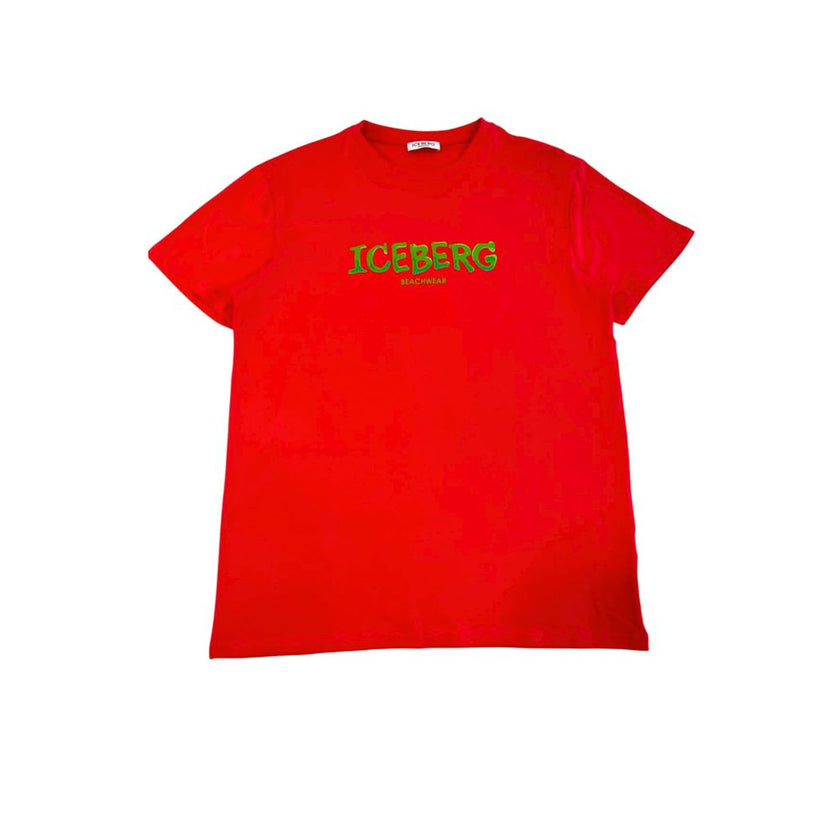 Iceberg Rotes Baumwoll-T-Shirt für Herren