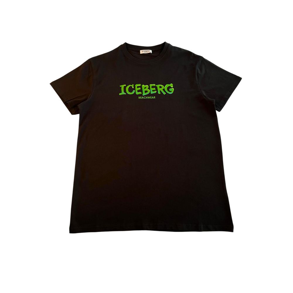 Iceberg Schwarzes Baumwoll-T-Shirt für Herren