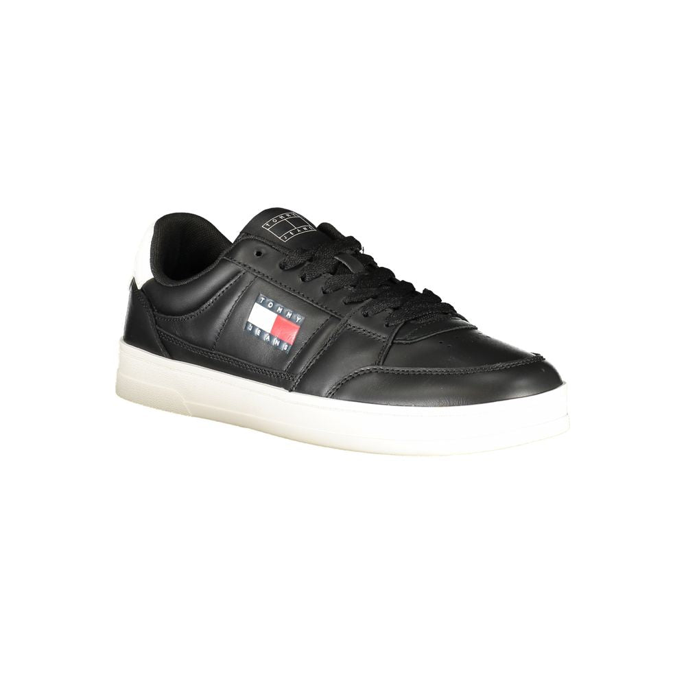 Tommy Hilfiger Men's Black Leather Sneakers