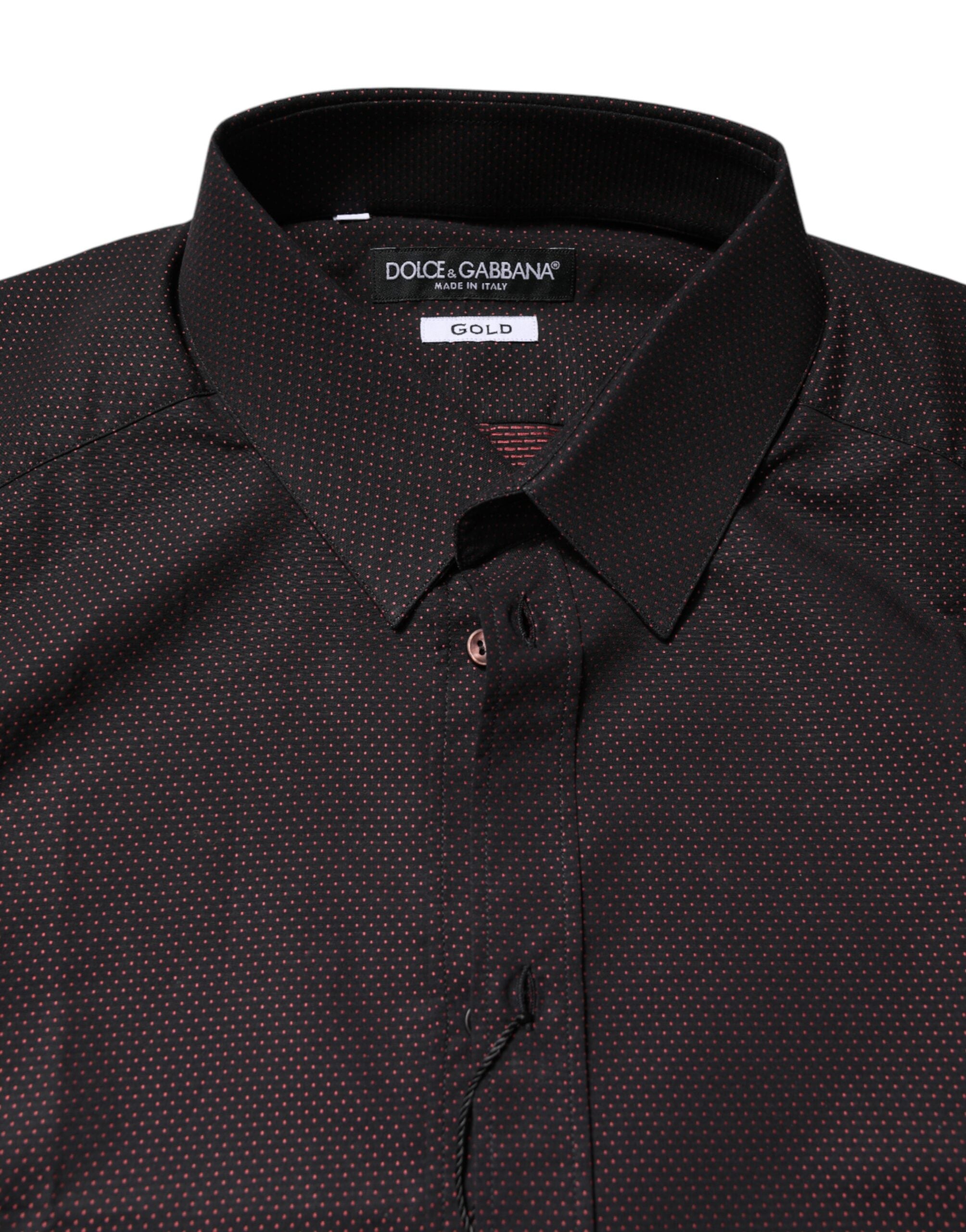 Dolce & Gabbana Kastanienbraunes Jacquard-Baumwollhemd GOLD für Herren
