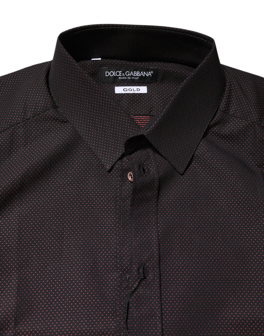 Dolce & Gabbana Kastanienbraunes Jacquard-Baumwollhemd GOLD für Herren