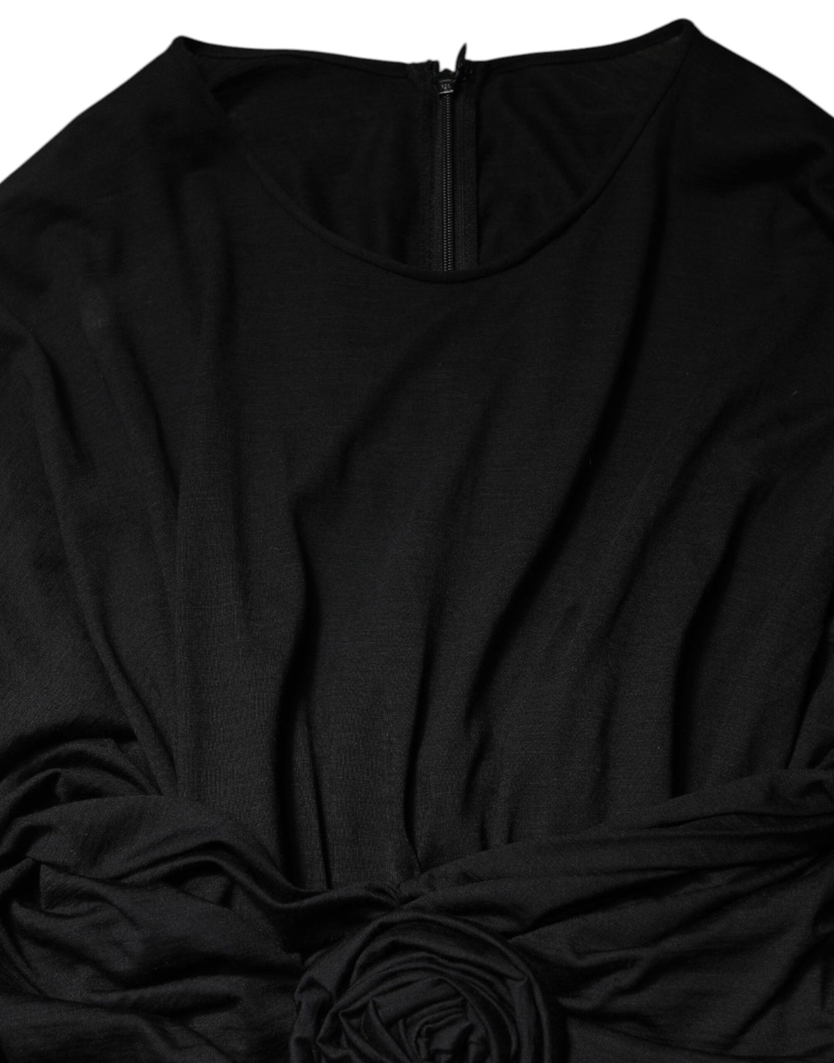 Dolce & Gabbana Black Long-Sleeve Wool Sheath Dress