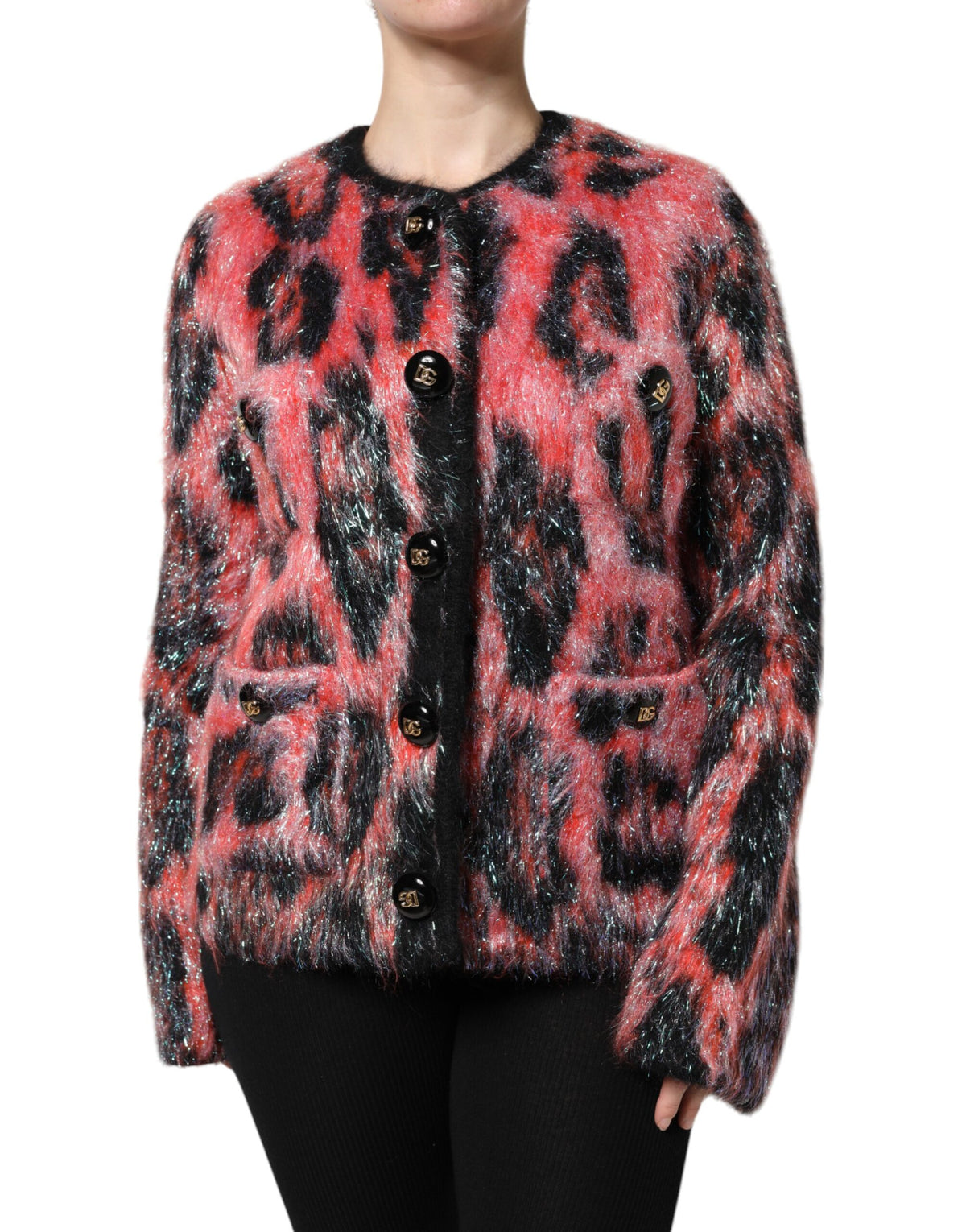 Dolce & Gabbana Red Mohair Wool Cardigan with Button Placket