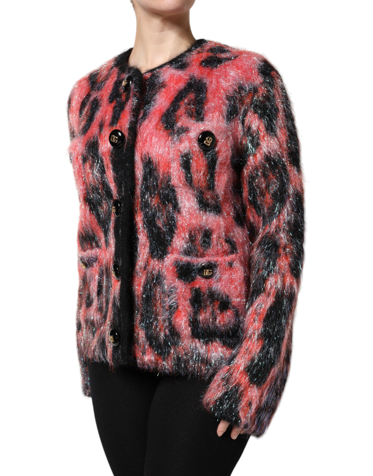 Dolce & Gabbana Red Mohair Wool Cardigan with Button Placket