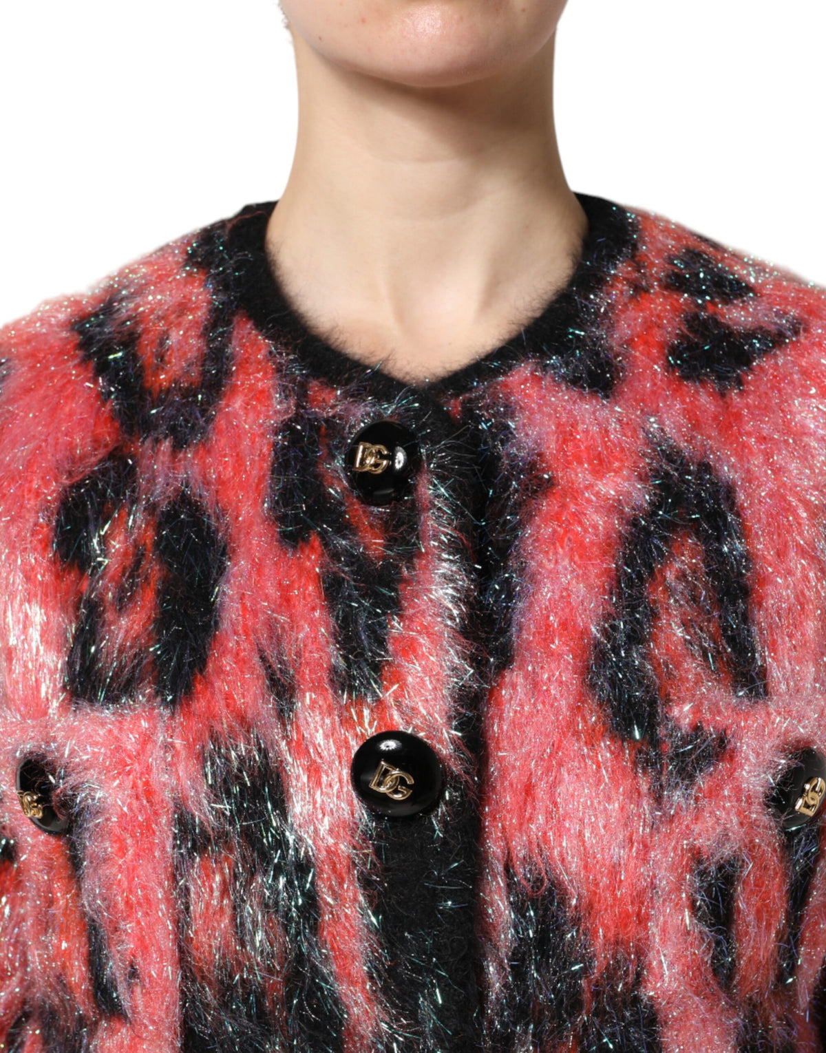Dolce & Gabbana Red Mohair Wool Cardigan with Button Placket