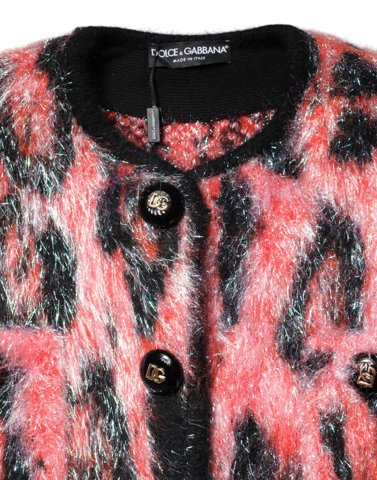 Dolce & Gabbana Red Mohair Wool Cardigan with Button Placket
