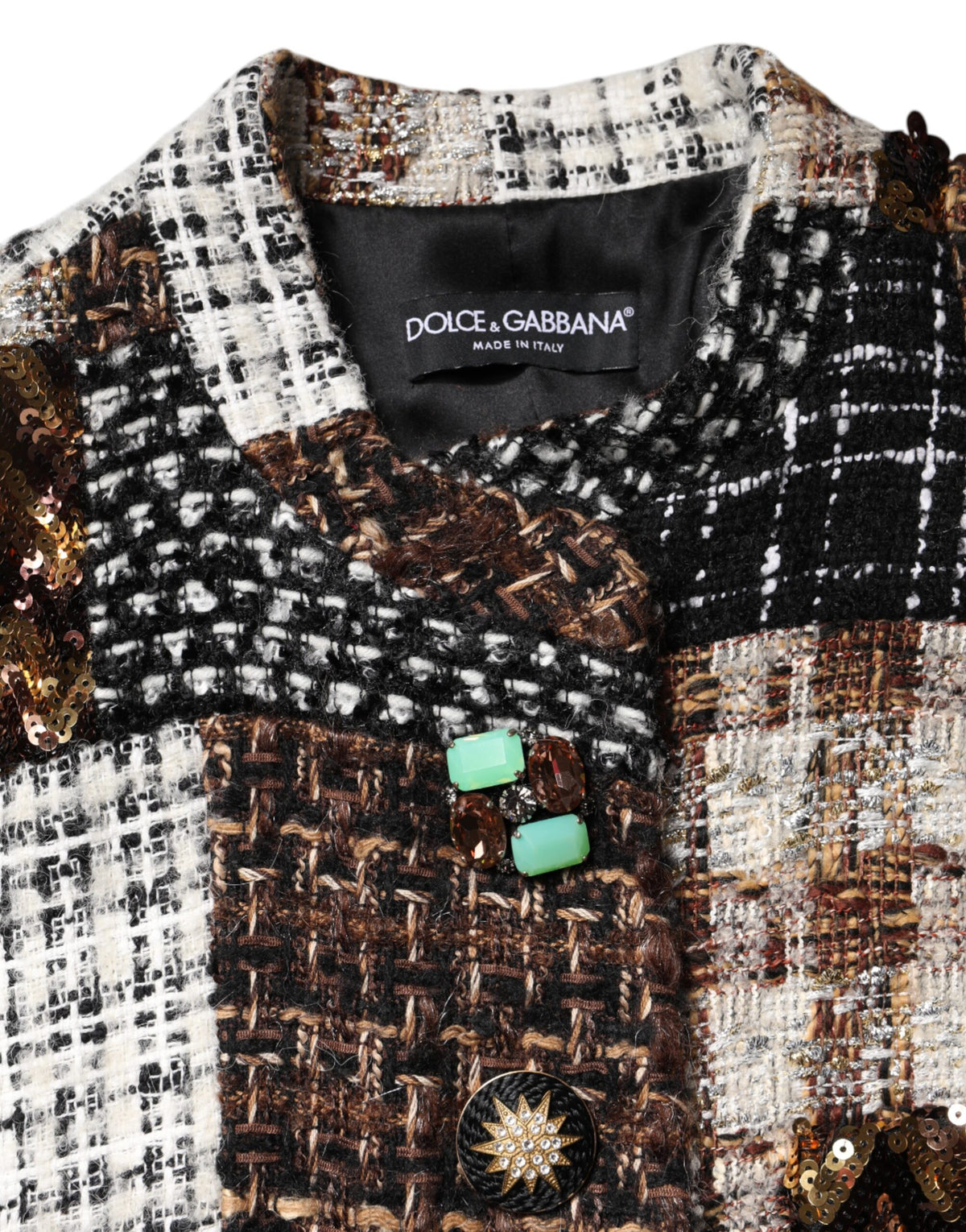 Dolce & Gabbana Multicolor Patchwork Jacke mit Knopfleiste