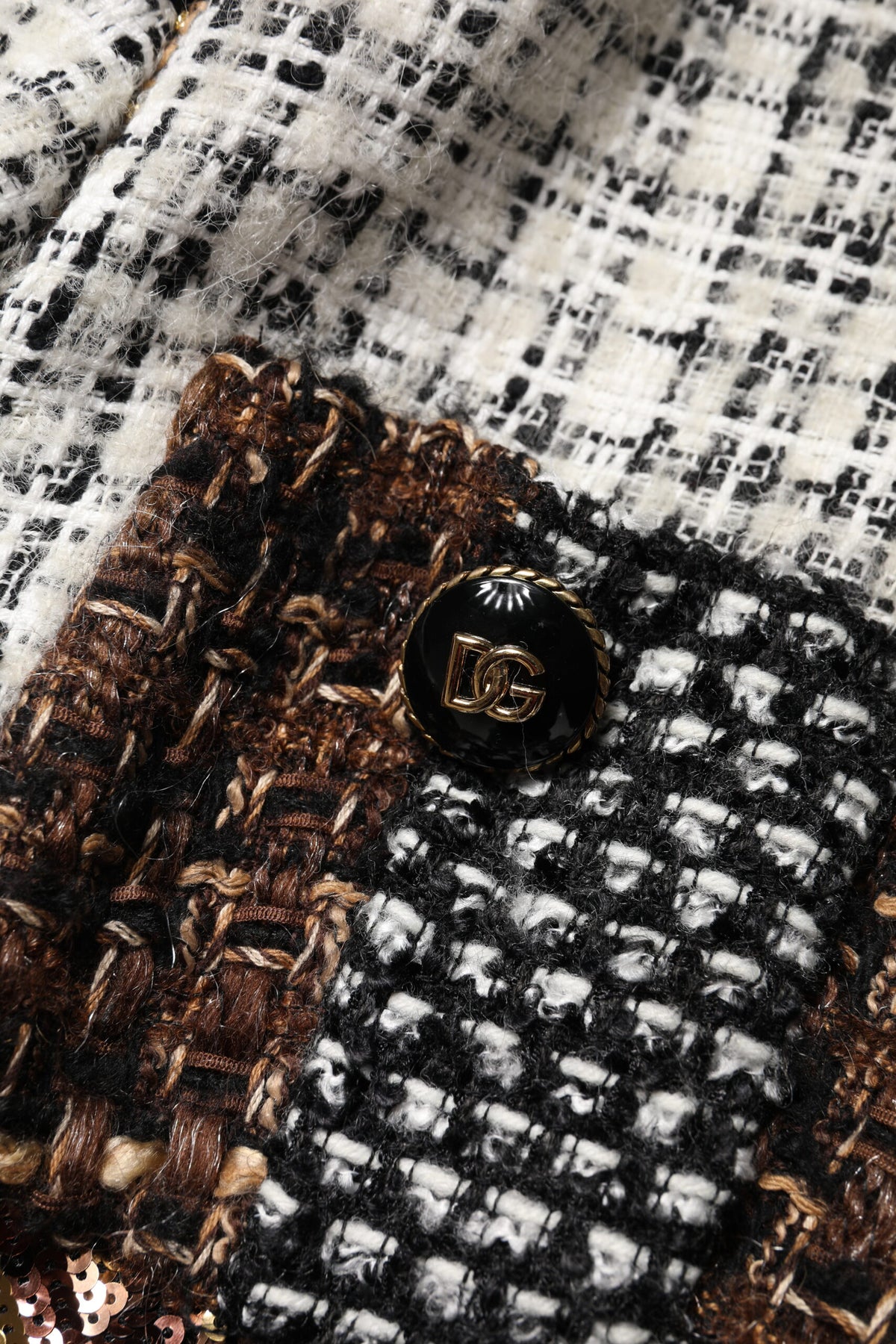 Dolce & Gabbana Multicolor Patchwork Jacke mit Knopfleiste