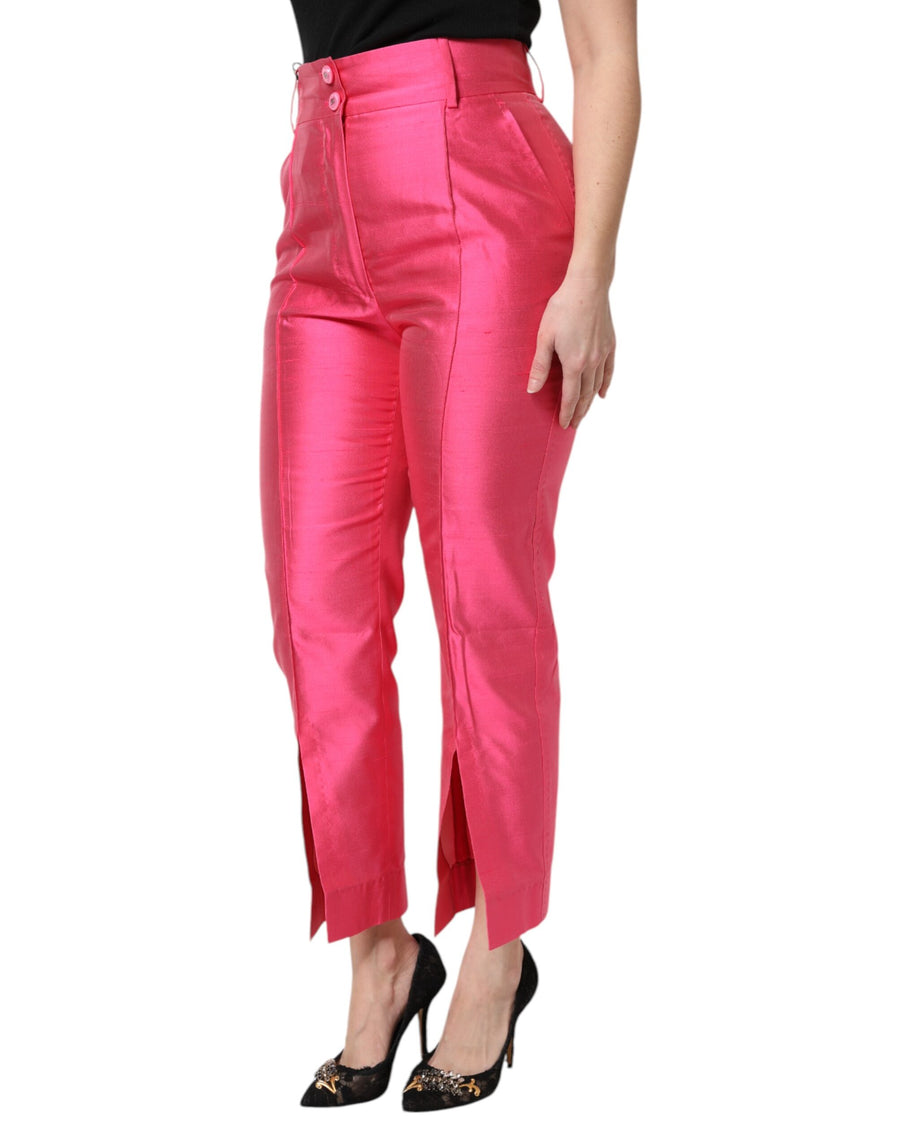 Dolce & Gabbana Rosa Seidenhose mit hoher Taille