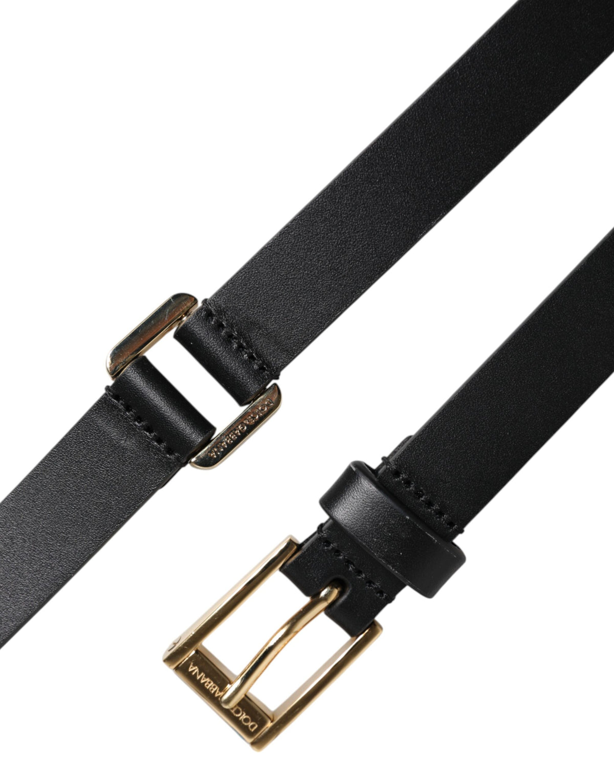 Dolce & Gabbana Schwarz Klassisch Gold Metall Logo Schnalle Gürtel
