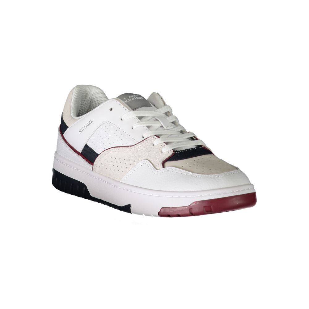 Tommy Hilfiger White Polyurethane Men's Sneakers
