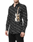 Dolce & Gabbana Schwarzes GOLD Instrument Verziertes Hemd
