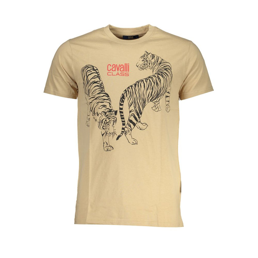 Cavalli Class Beige Baumwoll-T-Shirt für Herren