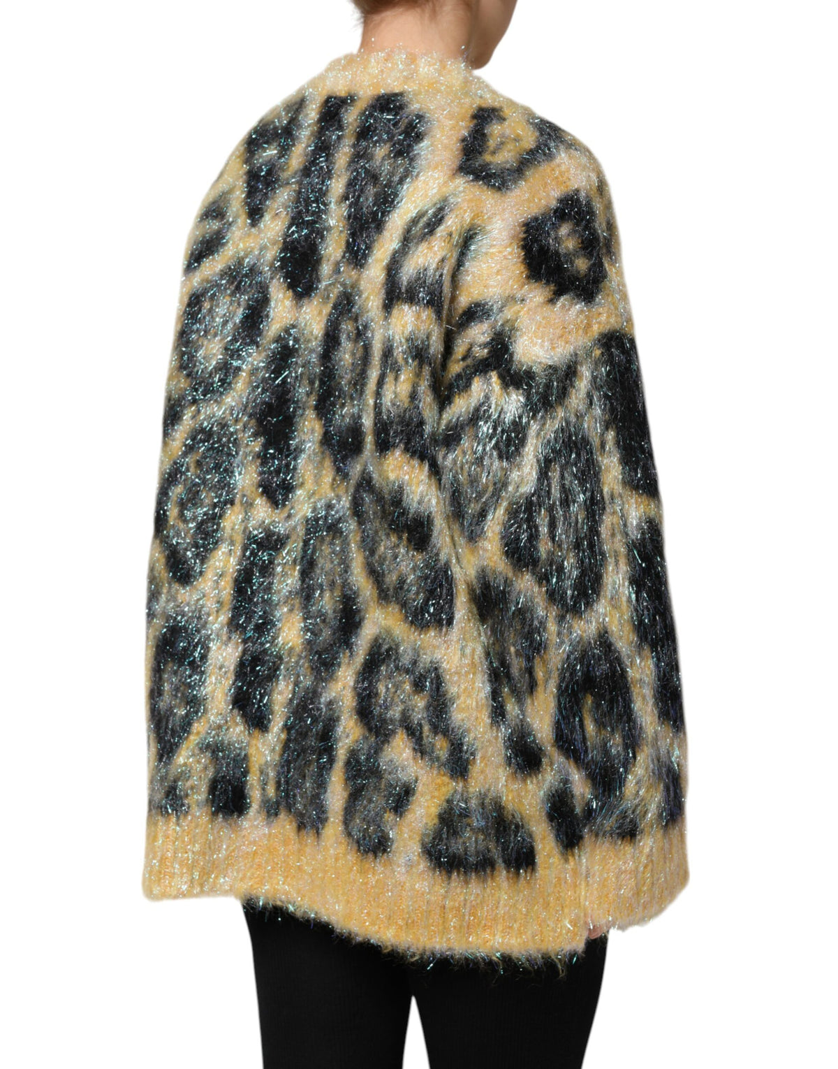 Dolce & Gabbana Multicolor Leopard Mohair Round Neck Sweater