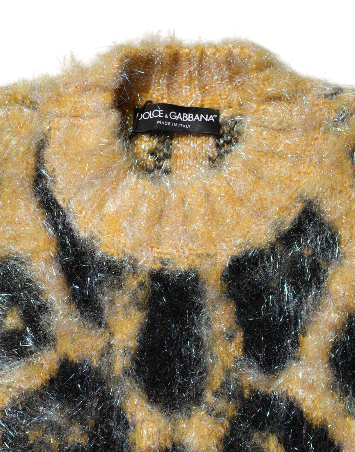 Dolce & Gabbana Multicolor Leopard Mohair Round Neck Sweater