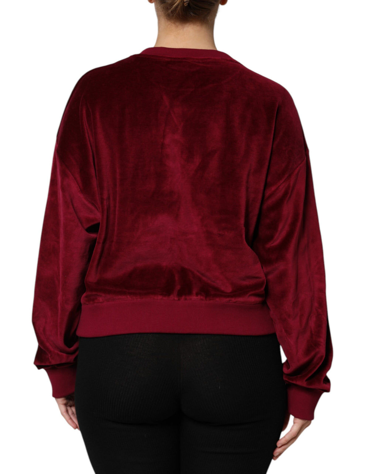 Dolce & Gabbana Red Cotton Velvet Crewneck Sweater