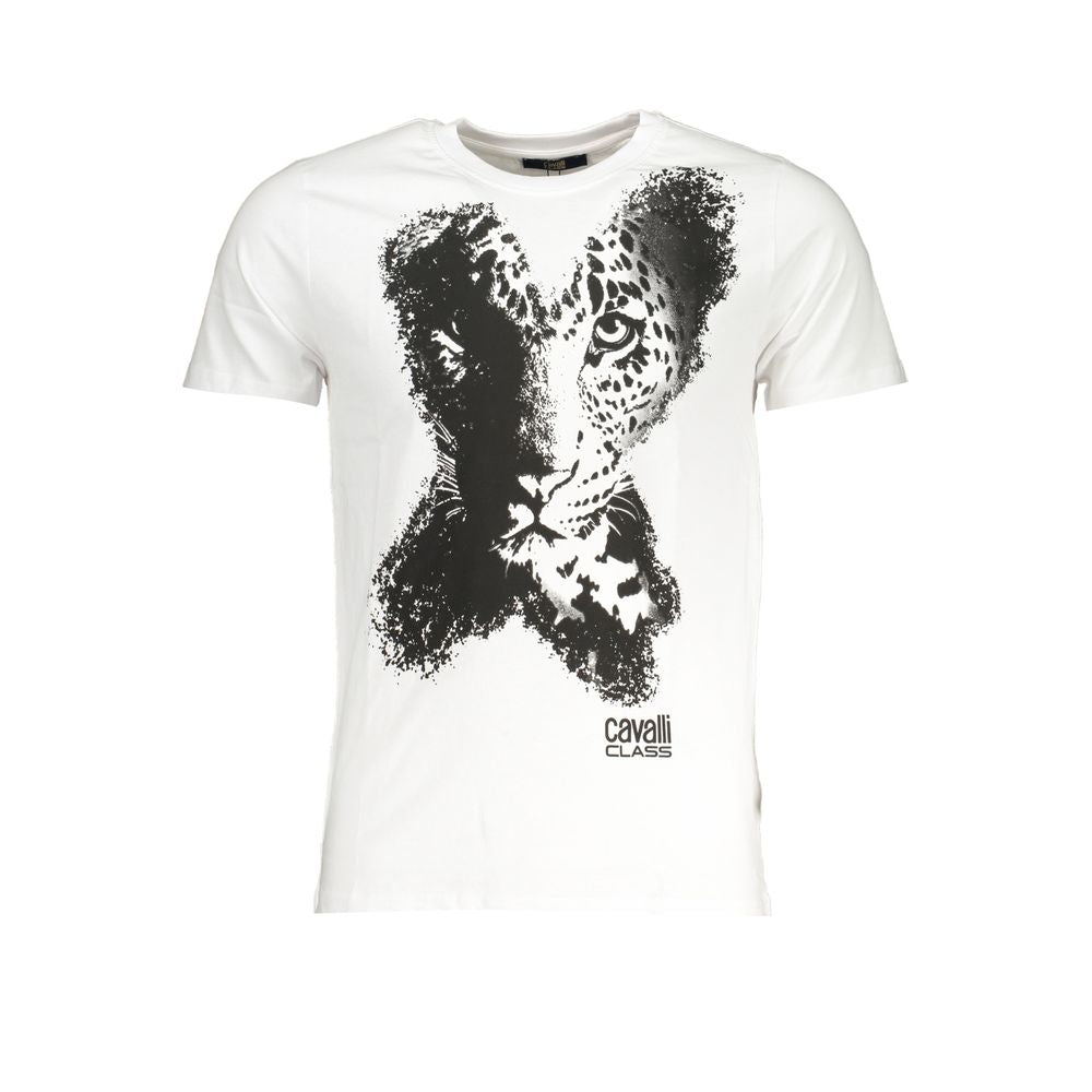 Cavalli Class Weißes Herren-T-Shirt aus Baumwolle