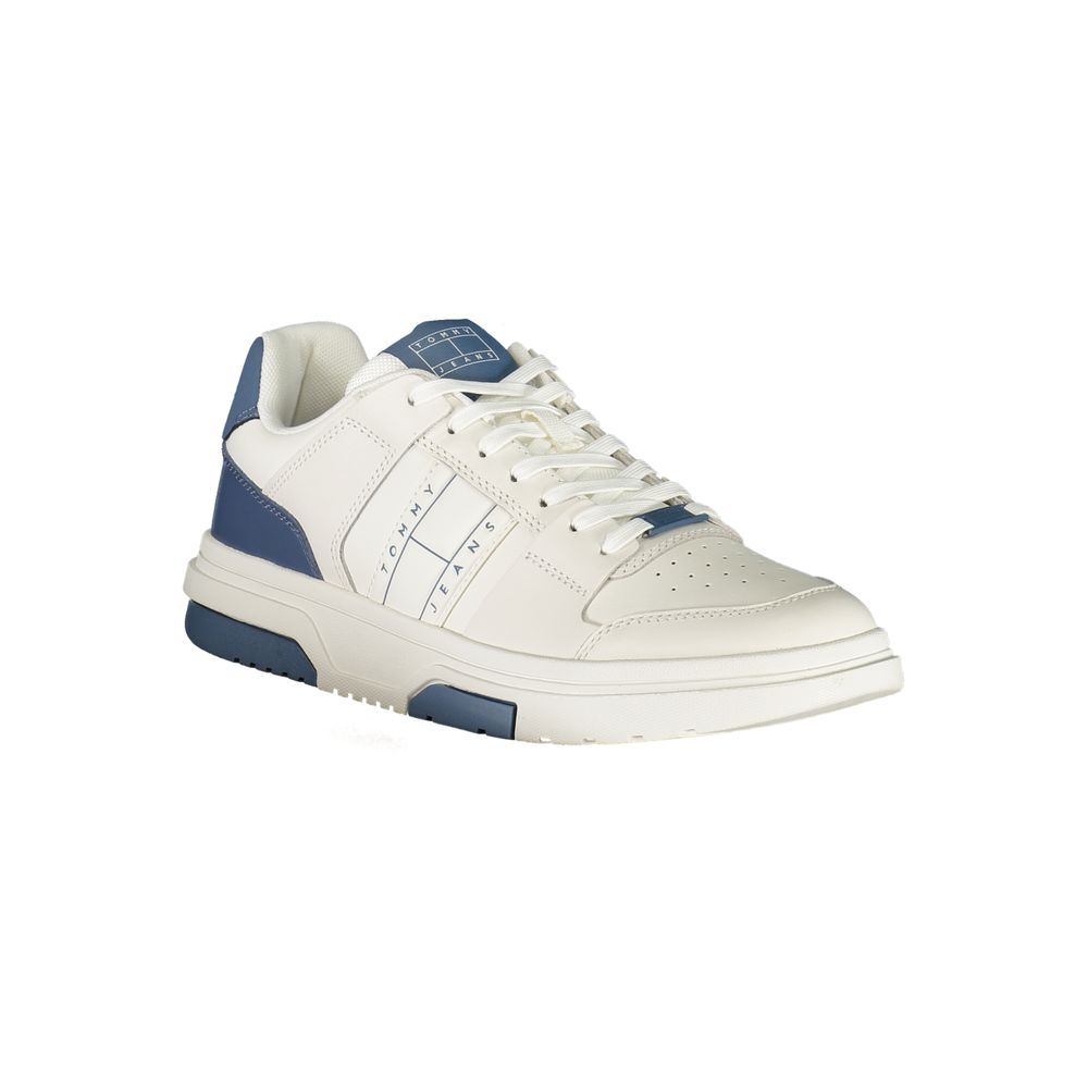 Tommy Hilfiger White Polyurethane Men's Sneakers