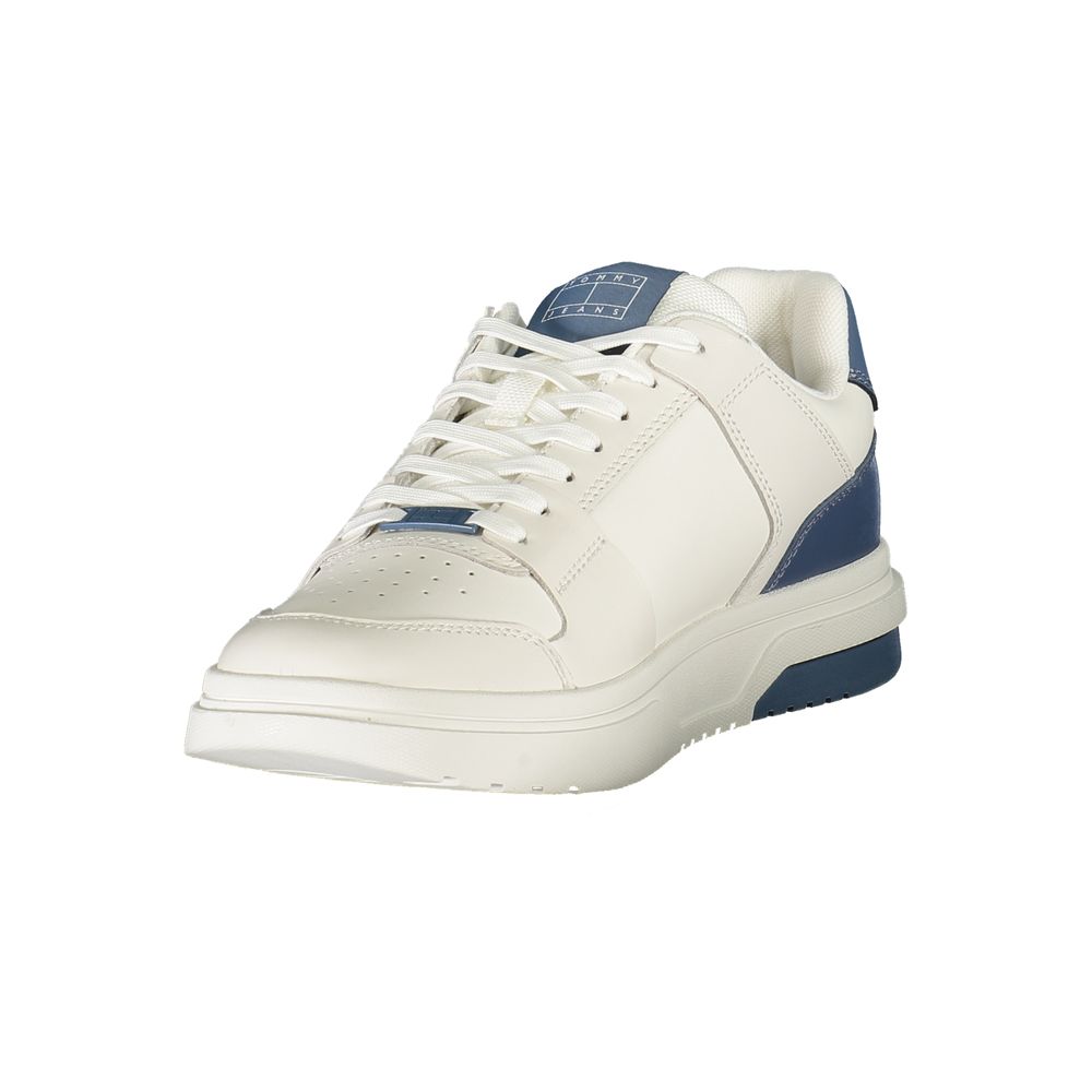 Tommy Hilfiger White Polyurethane Men's Sneakers