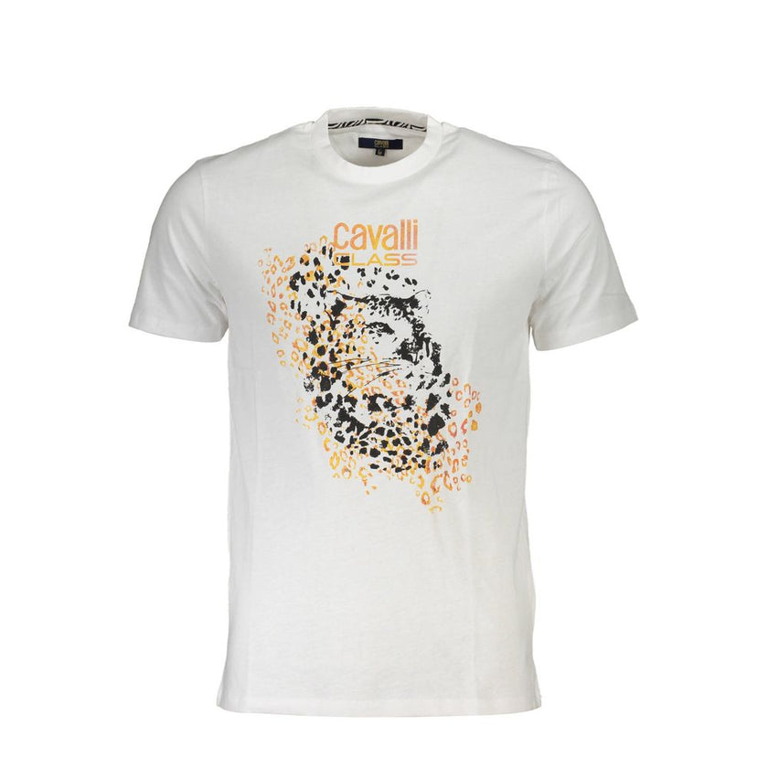 Cavalli Class Weißes Herren-T-Shirt aus Baumwolle
