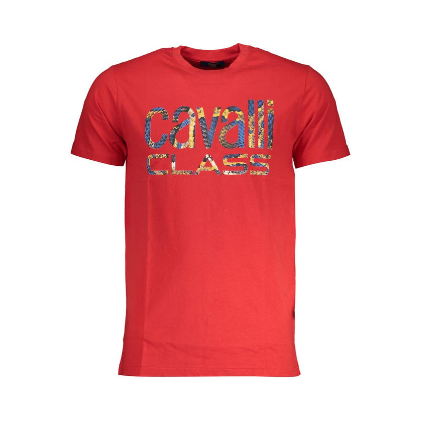 Cavalli Class Rotes Baumwoll-T-Shirt für Herren