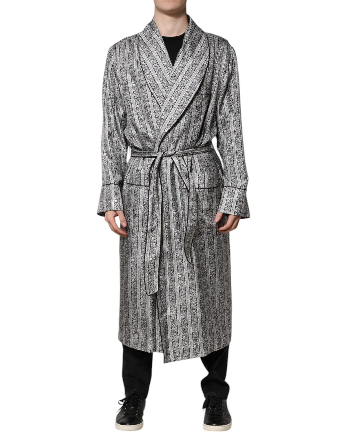 Dolce & Gabbana Multicolor Floral Robe Mantel Wickeljacke