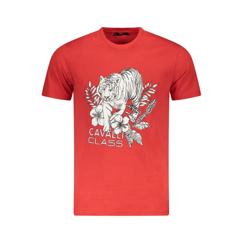 Cavalli Class Rotes Baumwoll-T-Shirt für Herren