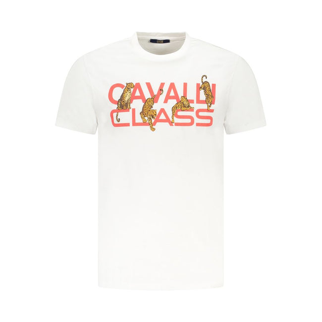 Cavalli Class Bianco Baumwoll-T-Shirt für Herren