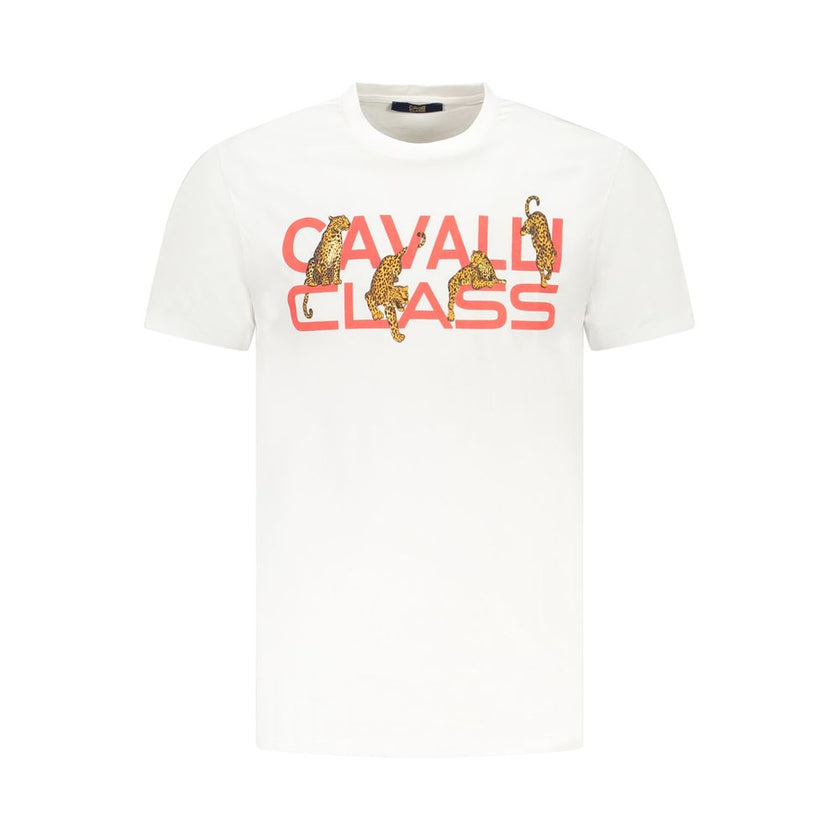 Cavalli Class Bianco Baumwoll-T-Shirt für Herren