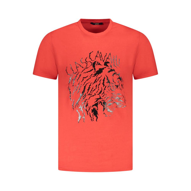 Cavalli Class Rotes Baumwoll-T-Shirt für Herren