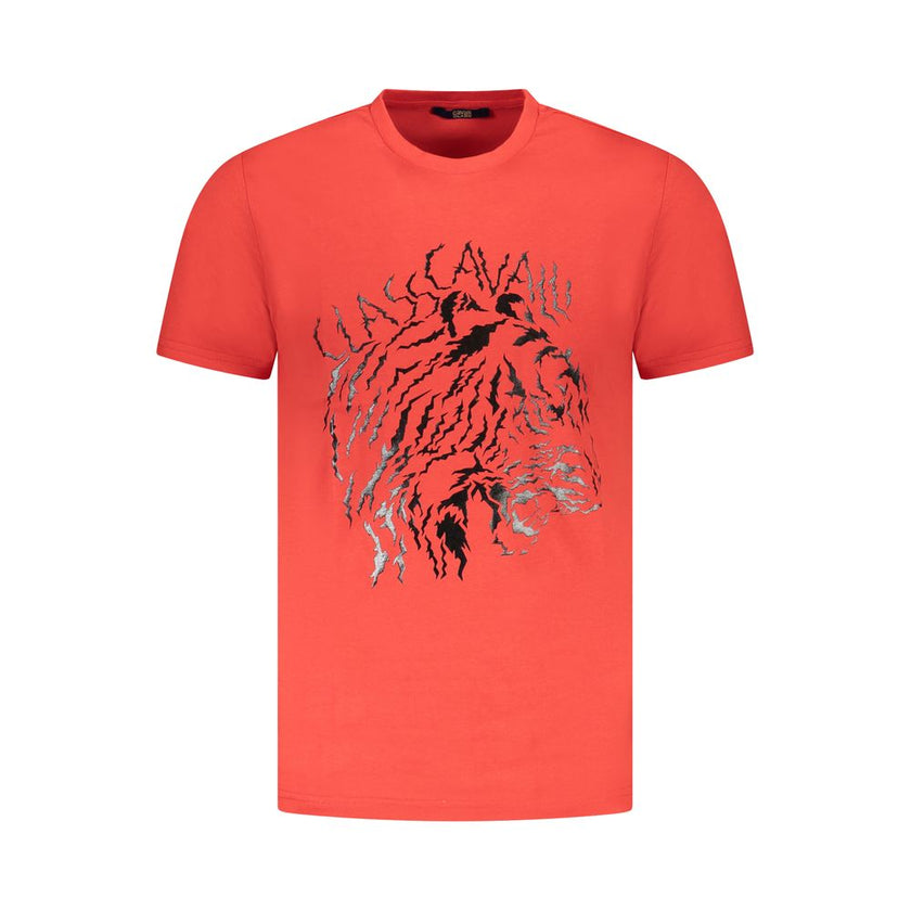 Cavalli Class Rotes Baumwoll-T-Shirt für Herren