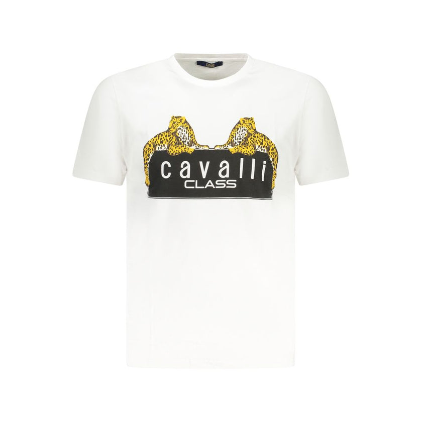 Cavalli Class Weißes Herren-T-Shirt aus Baumwolle