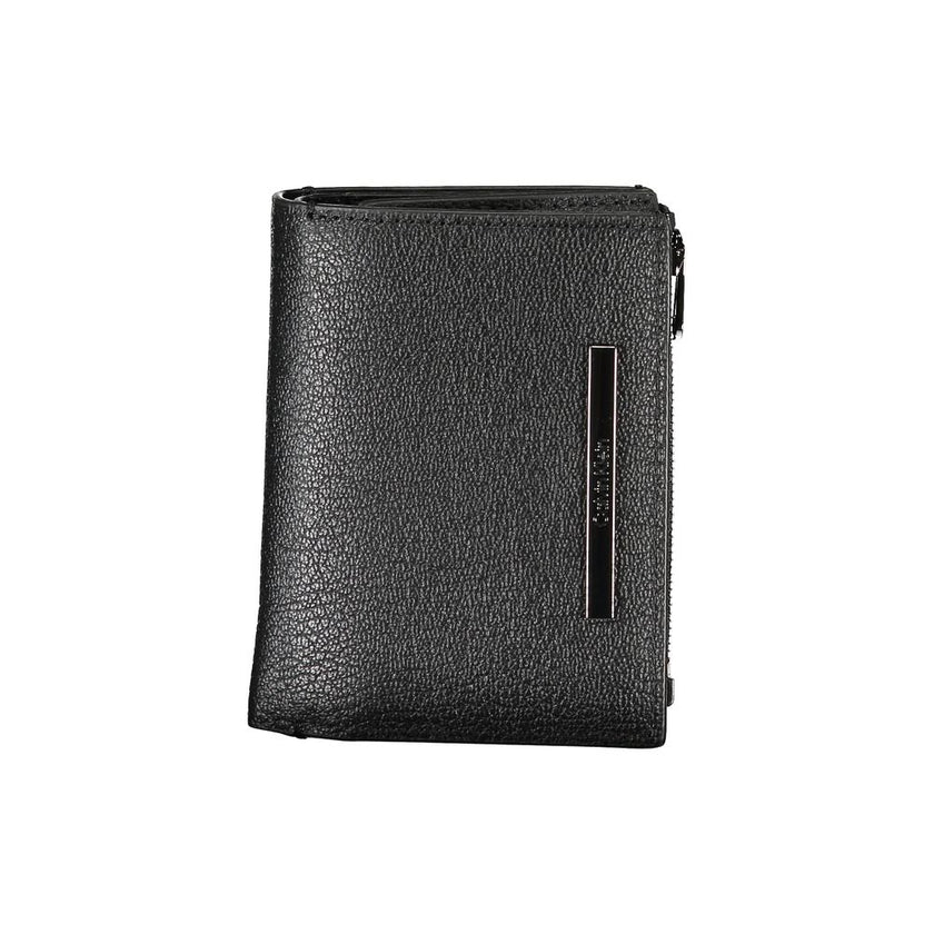 Calvin Klein Elegantes Portemonnaie aus schwarzem Leder mit Münzfach