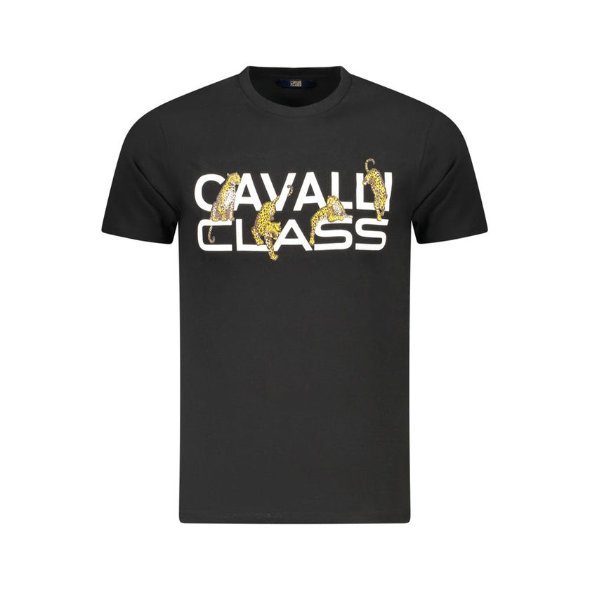 Cavalli Class Schwarzes Baumwoll-T-Shirt für Herren