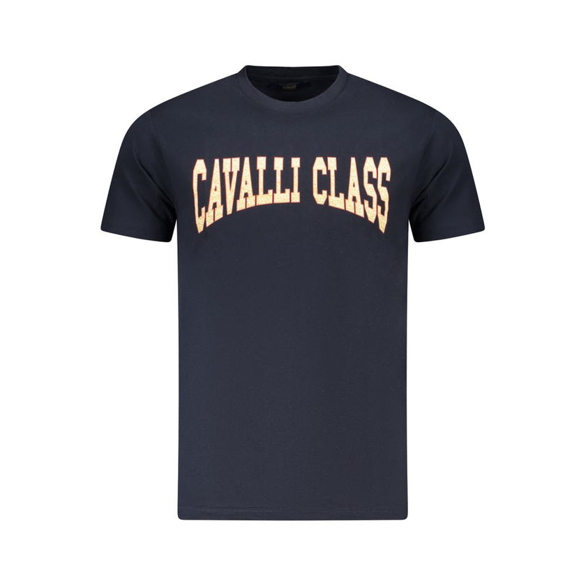 Cavalli Class Blaues Baumwoll-T-Shirt für Herren