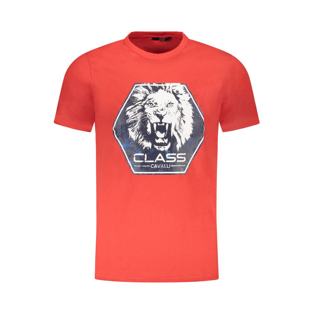 Men's Cavalli Class Red Cotton T-Shirt