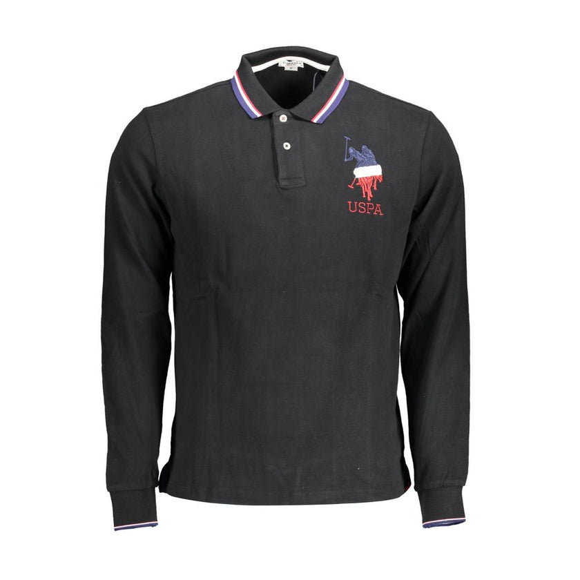 U.S. POLO ASSN. Schwarzes Herren-Poloshirt aus Baumwolle