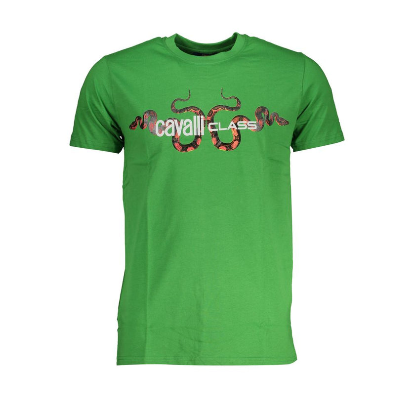 Cavalli Class Verde Baumwoll-T-Shirt für Herren