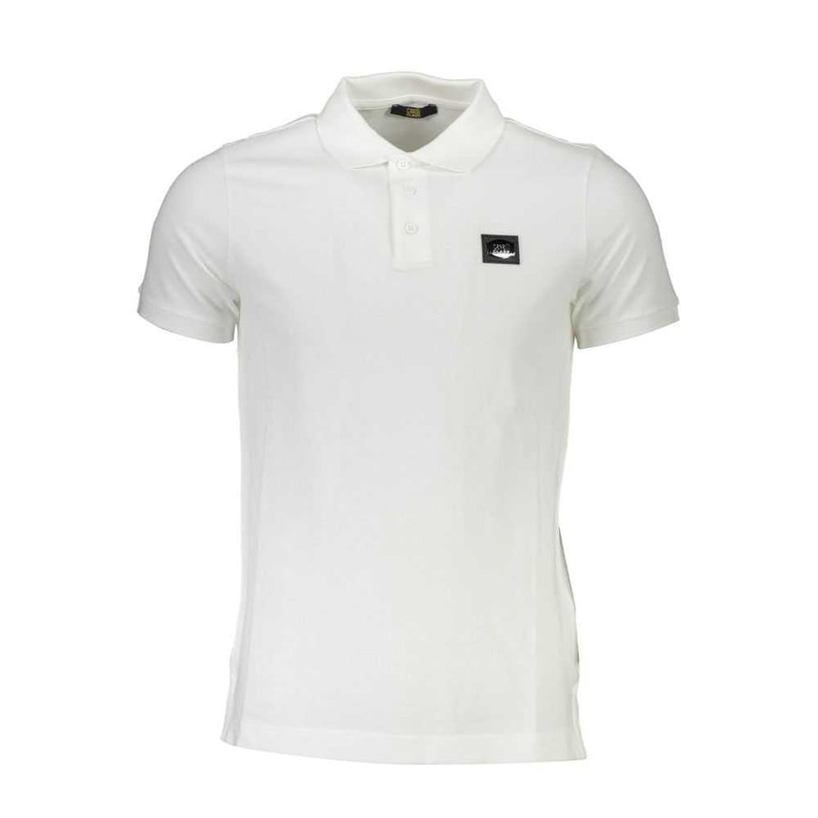 Weißes Cavalli Class Herrenpoloshirt aus 100% Baumwolle mit Logo und eleganter Applikation