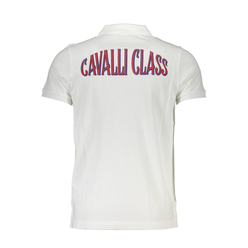 Cavalli Class Bianco Baumwoll-Herrenpoloshirt