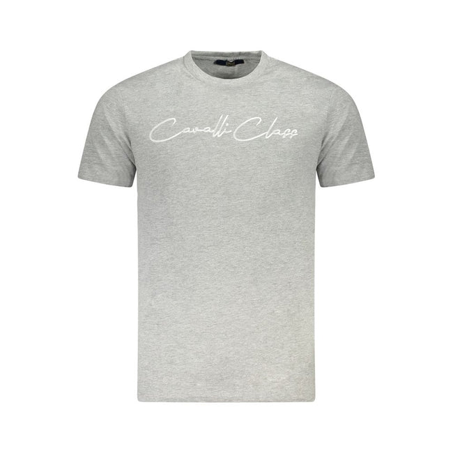 Cavalli Class Grigio Baumwoll-T-Shirt für Herren