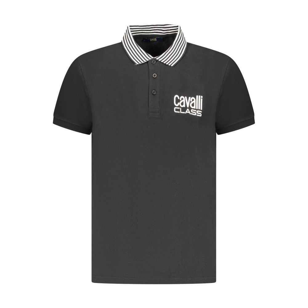 Cavalli Class Men's Black Cotton Polo Shirt