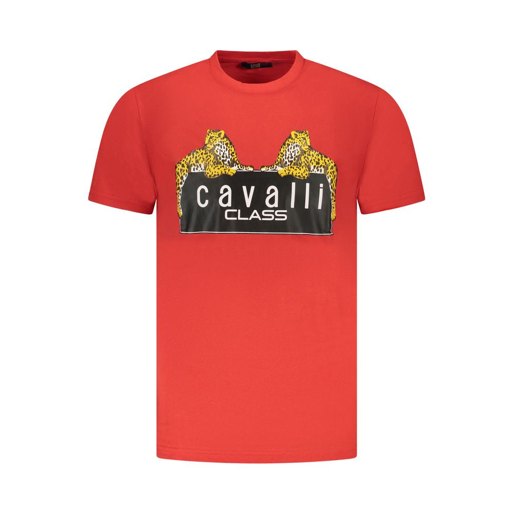 Men's Cavalli Class Red Cotton T-Shirt